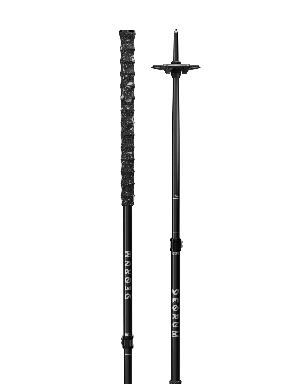 Two black ski poles with extended grips | RAV Baskets