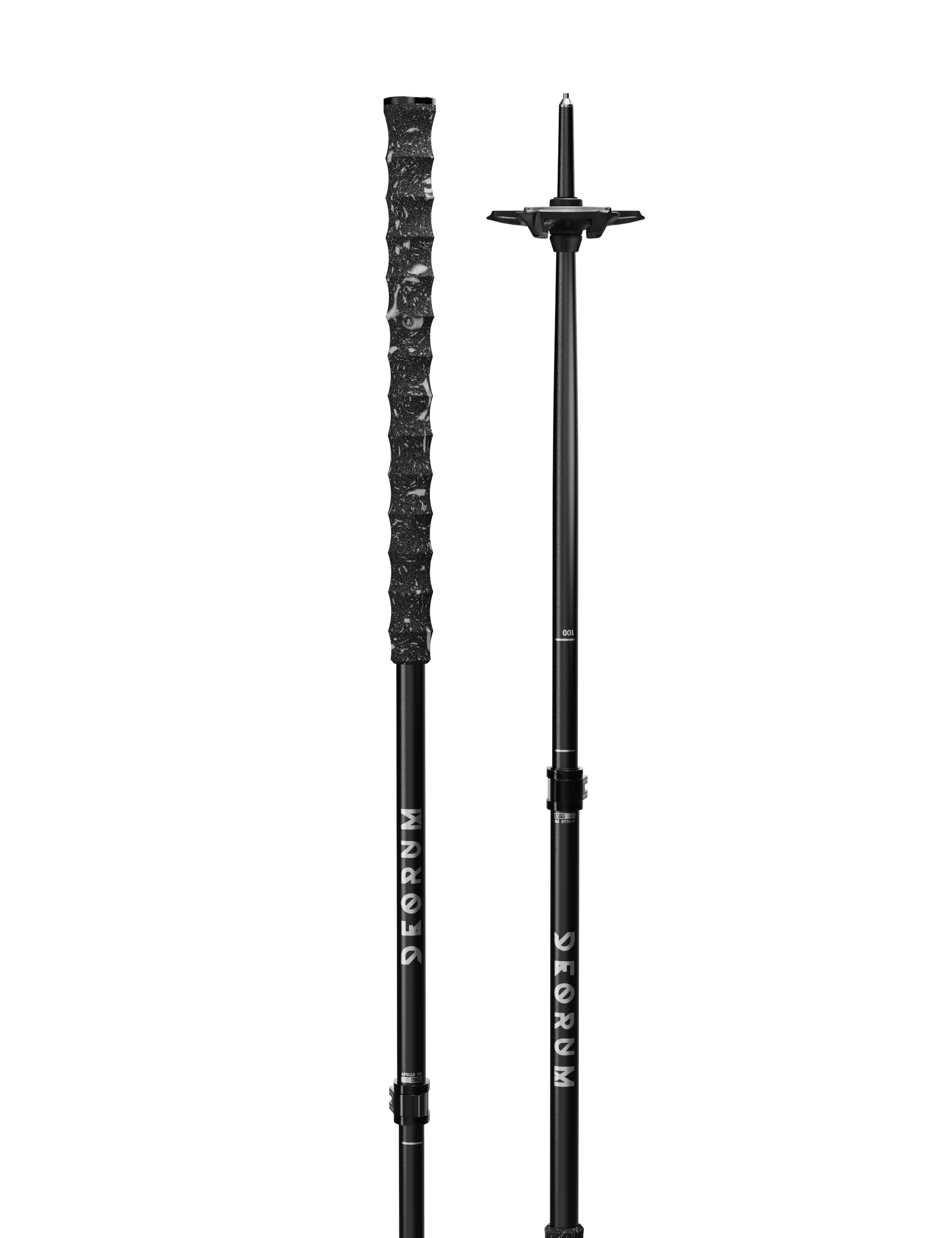 Two black ski poles with extended grips | RAV Baskets